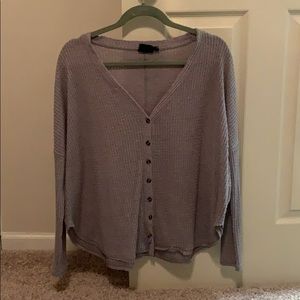 Grey waffle long sleeve shirt